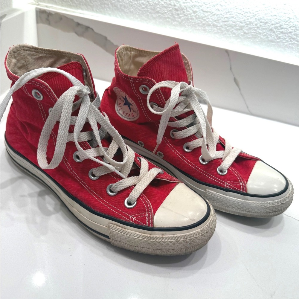 Converse Chuck Taylor All Star High Top Red Canvas Sneakers Mens 5 Womens 7
